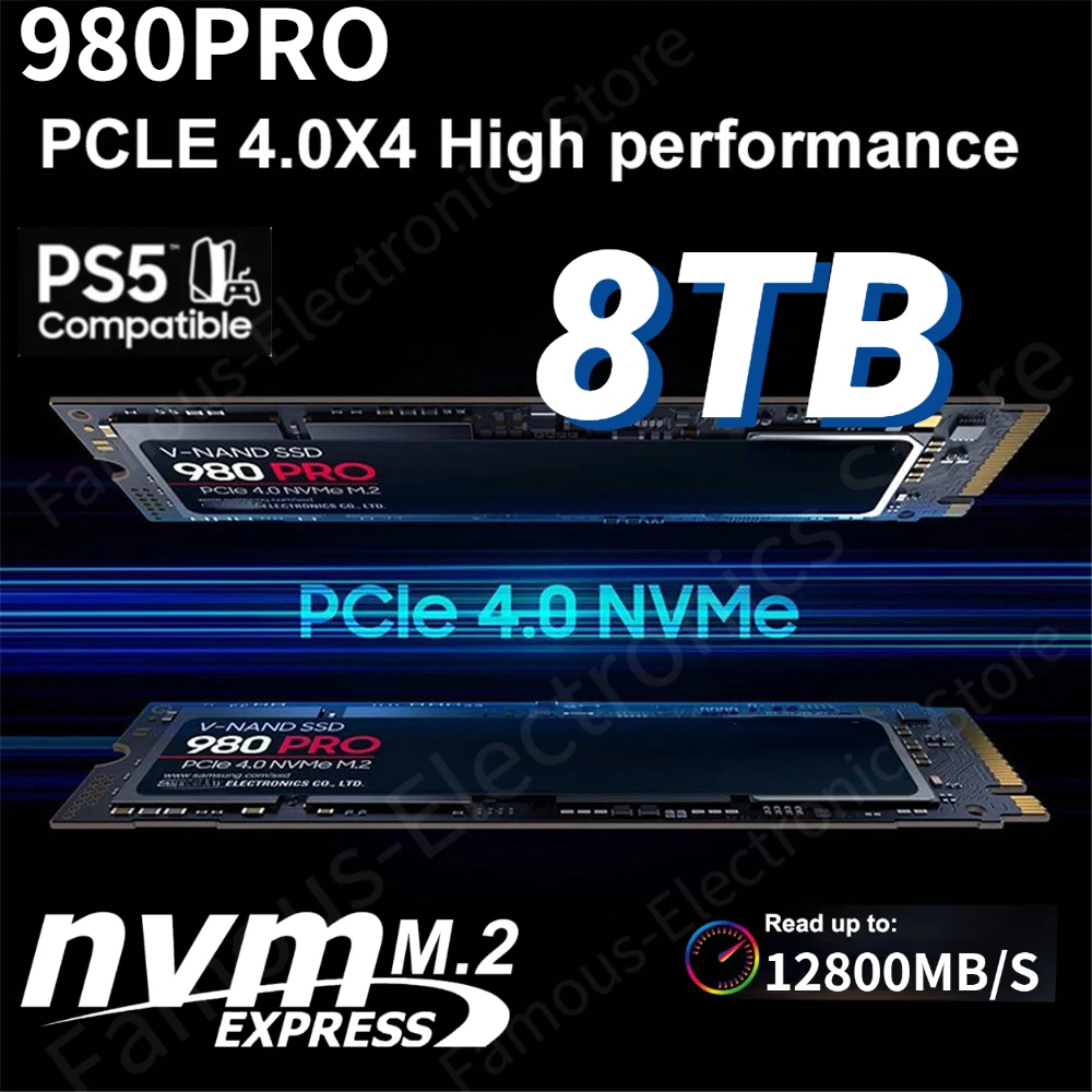 

Original 980 PRO SSD M.2 NVMe PCIe 1TB 4TB Internal Solid State Disk M2 2280 PCIe Gen 4.0 x 4 Up to 7500MB/s for Laptop Desktop