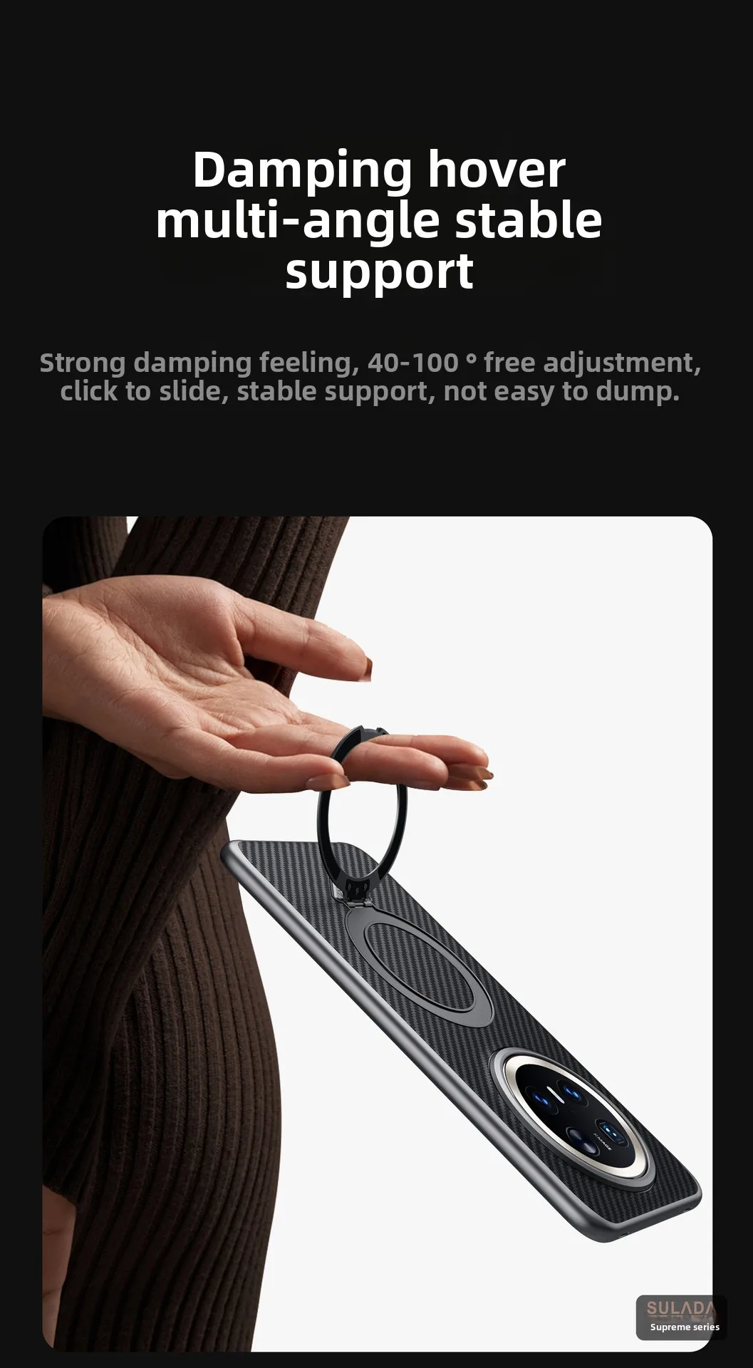 Honor Magic 8 Pro Magnetic Handle MagSafe Case with Carbon Fiber Pattern Kevlar Texture by SULADA 4