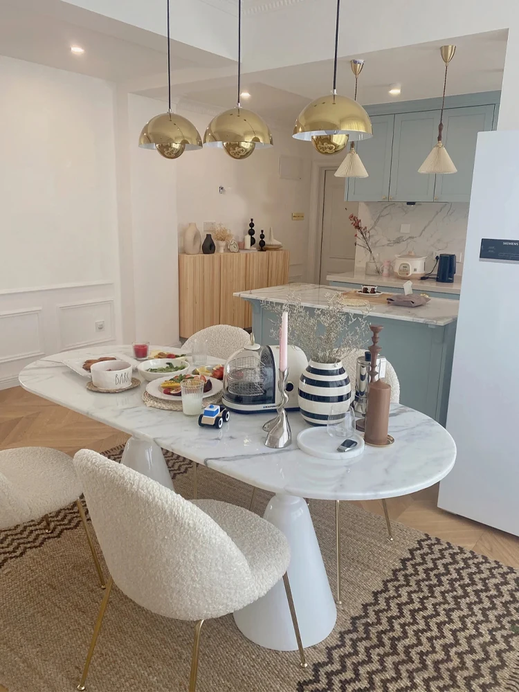 Marble Dining Set For Small Apartment Modern Metal Frame Round