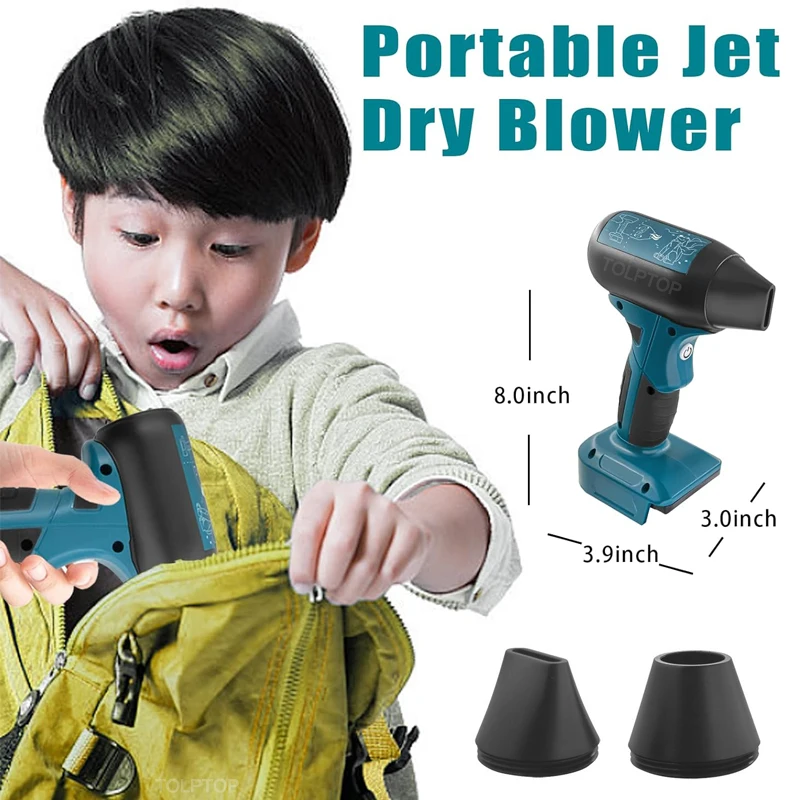 Jet Blower Portable Violent Turbo Fan For Makita/Dewalt/Milwaukee/Bosch 18V 20V Li-ion Battery 4-Speed  Wireless Handheld Fan 6