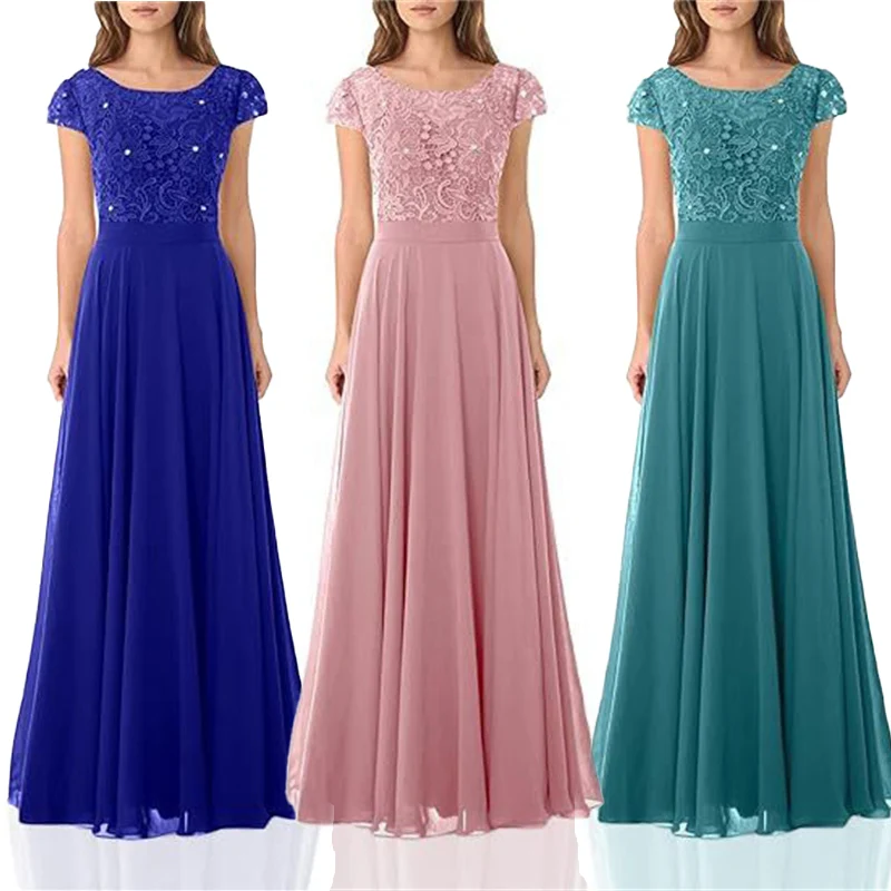 A Line Chiffon Lace Sashes Short Sleeve Elegant Off Shoulder Bridesmaid Dresses Wedding Party Evening Formal Prom Lace Back 1