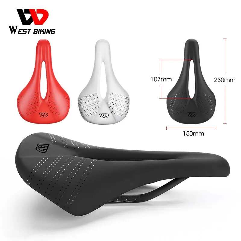 WEST BIKING Carbon Fiber Saddle Ultralight Road Bike Microfiber Leather Cushion Triathlon Racing Bicycle Seat Cycling Parts