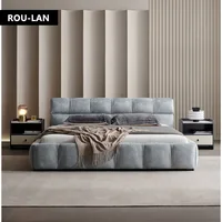 Lit en tissu minimaliste moderne, chambre principale moderne, lit double de luxe léger et minimaliste italien 5