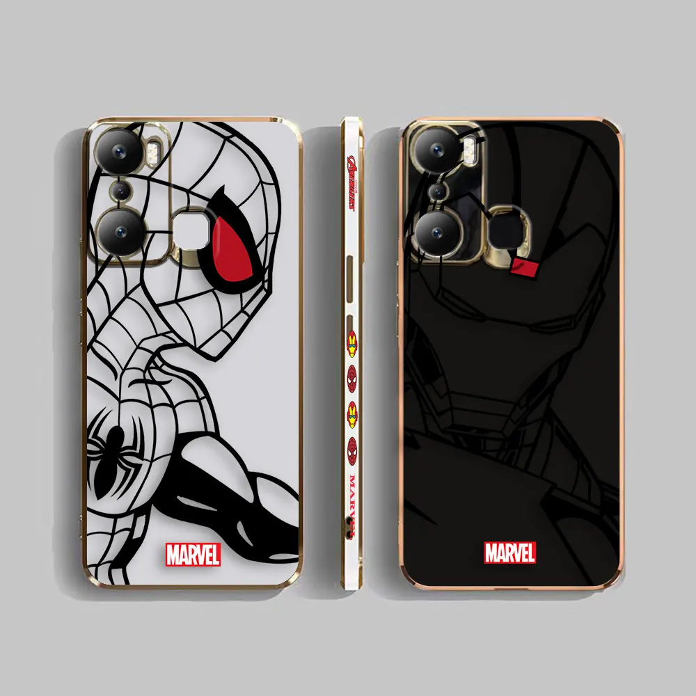 Custodia Per Telefono Liscia E-Tpu Infinix Tecno Pop Spark 6 7 8 10 20 Go 20C Camon 17 18 19 20 Pova 2 3 4 Custodia Marvel Line Iron Spider-Man