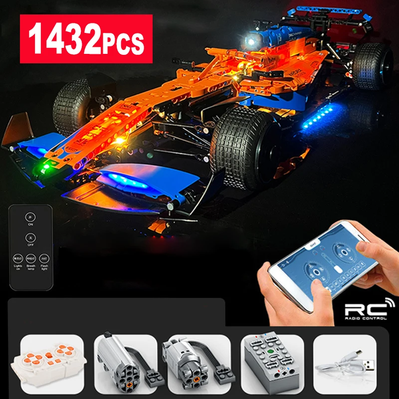 Technical Rc App Led F1 Formula 1 Supercar Race Car Model Building Blocks City Vehicle Kit Mattoni Giocattolo Per Bambini Regali Per Bambini