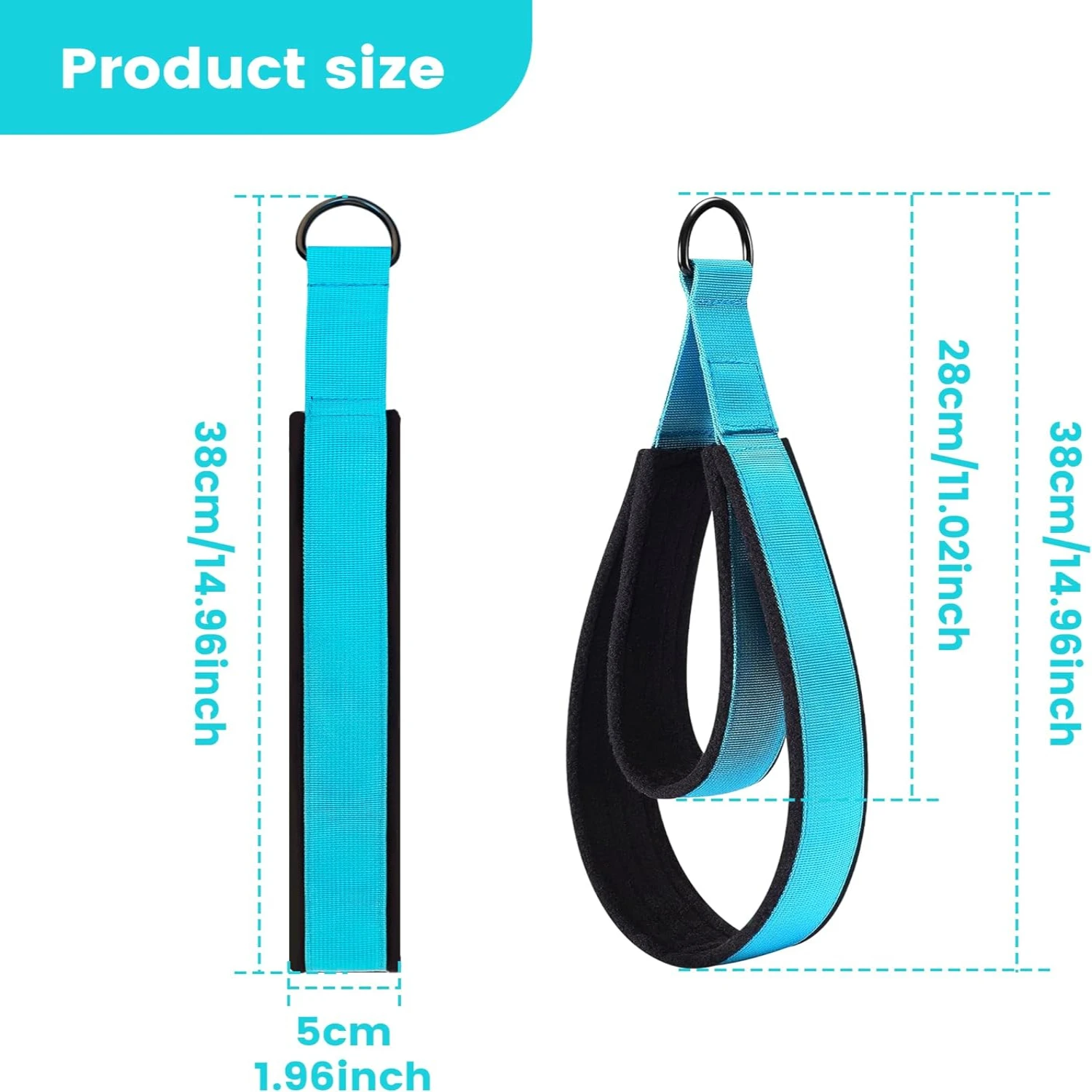 2PCS Enhanced Thickness Comfortable Double Loop Pilates Equipment with D-Ring-Ideal for Gym, Yoga, and Fitness Workouts