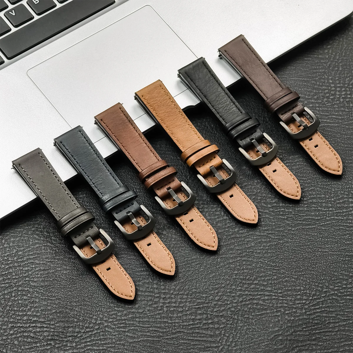 Elegant Leather Wristband - 20mm/22mm Adjustable Strap