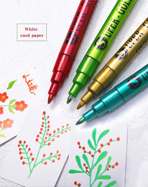 12Pcs/Box Drawing Painting Marker Pens Metallic Color Pens for Black Paper  Art Supplies Marker Pen Stationery Material Escolar - AliExpress