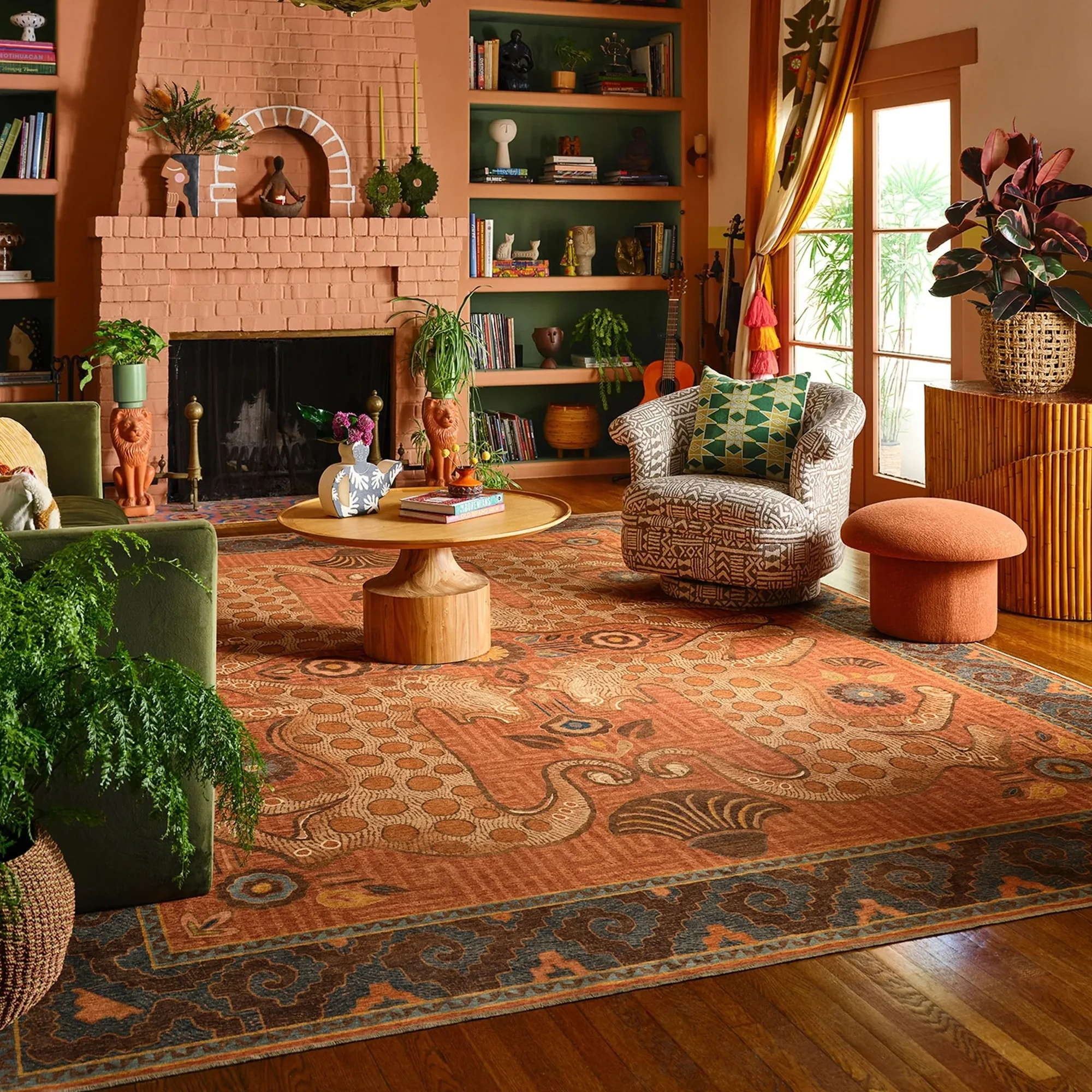 Retro Ethnic Style Living Room Oversized Carpet Abstract Leopard Animal Bedroom Bedside Carpet Geometric Pattern Brown Rug Ковер - Image 2