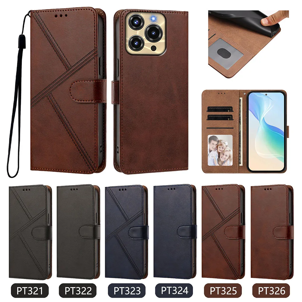 Leather Wallet Case with Flip Card Slots and Kickstand Back Cover