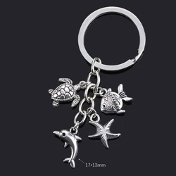 Charming Women's Keychain with Moon, Heart, and Animal Accents (S5047  turtle sea)