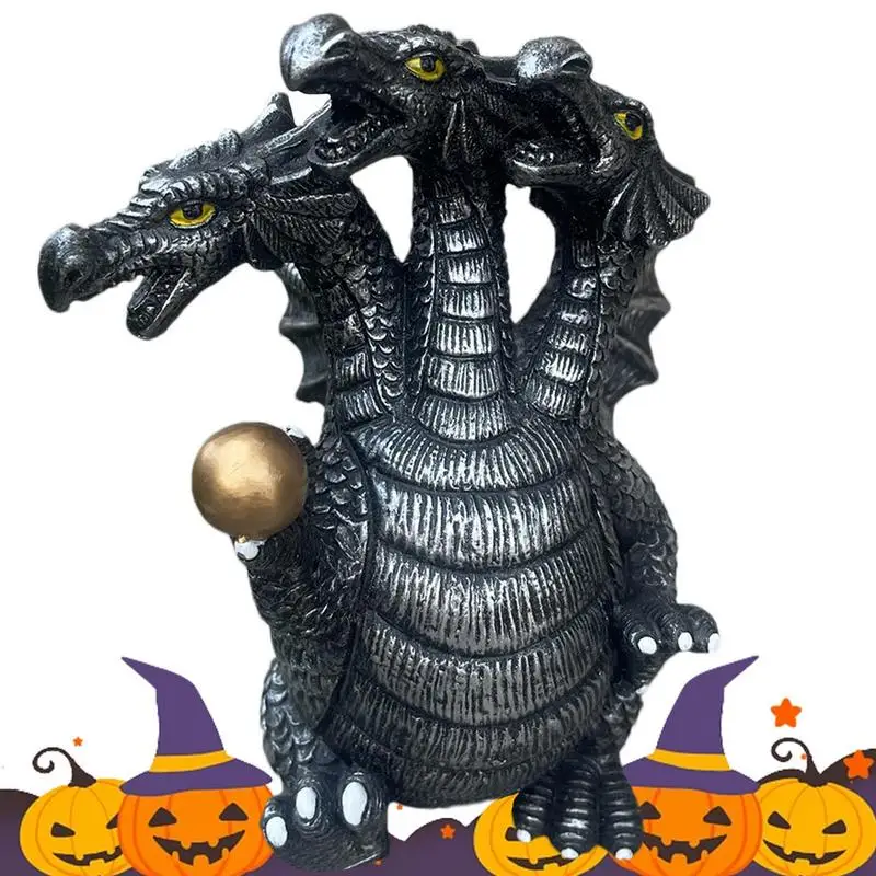 

3 Headed Dragon Devil Dragon Action Figurine Dragon Roaring Statue Dragon Hatchling Fantasy Decor Sculpture For Garden Yard Boys