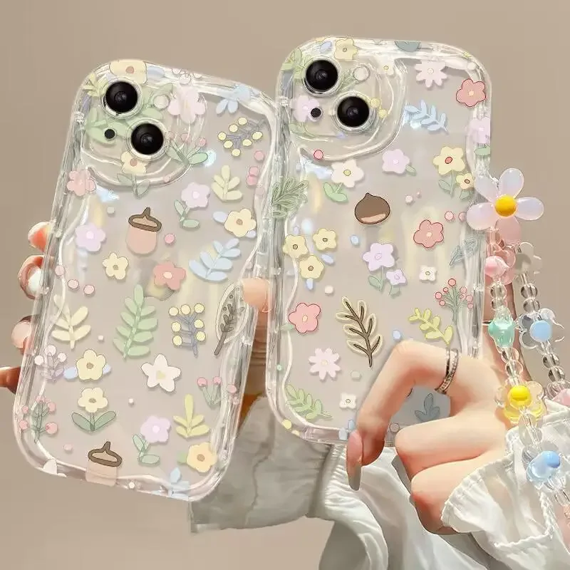 Chic 3D Flower Chain Lanyard Phone Case Cover