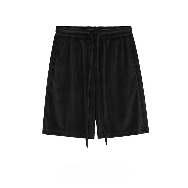 Men's Large Size Sports Casual Velvet Shorts Trendy Summer High Street Loose Hip Hop Elastic Waist Drawstring Five-point Pants 2