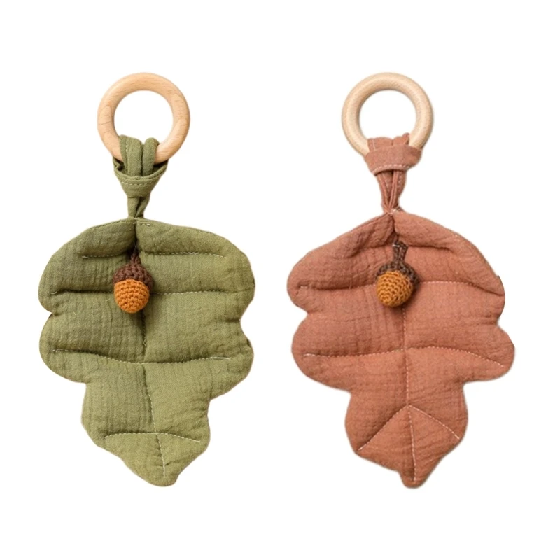 

Baby Teething Toy Cotton Leaf Rattle Hanging Bed Toddler Crib Decoration