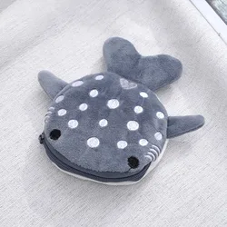 Cartoon Shark Plush Zipper Coin Purse & Cute Pendant Bag (Dark Grey)