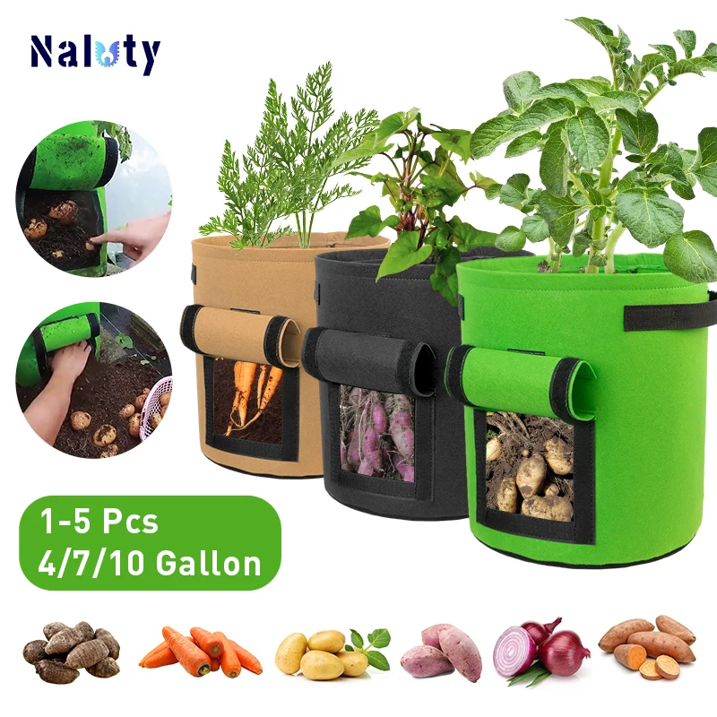 15pcsPotatoGrowBagsBreathableGardenVegetablesPlanterBagswith