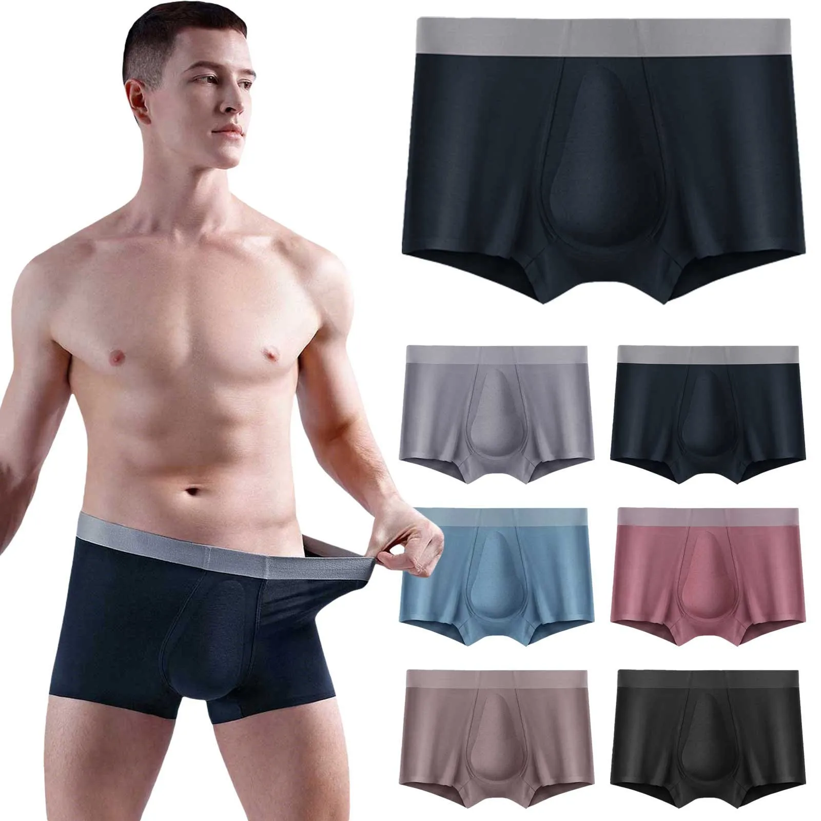 Mens Organic Latex Support Pouch Trunks Men's Comfortable Breathable Crotch Seamless Flat Angle Mens Snowboard Long Underwear