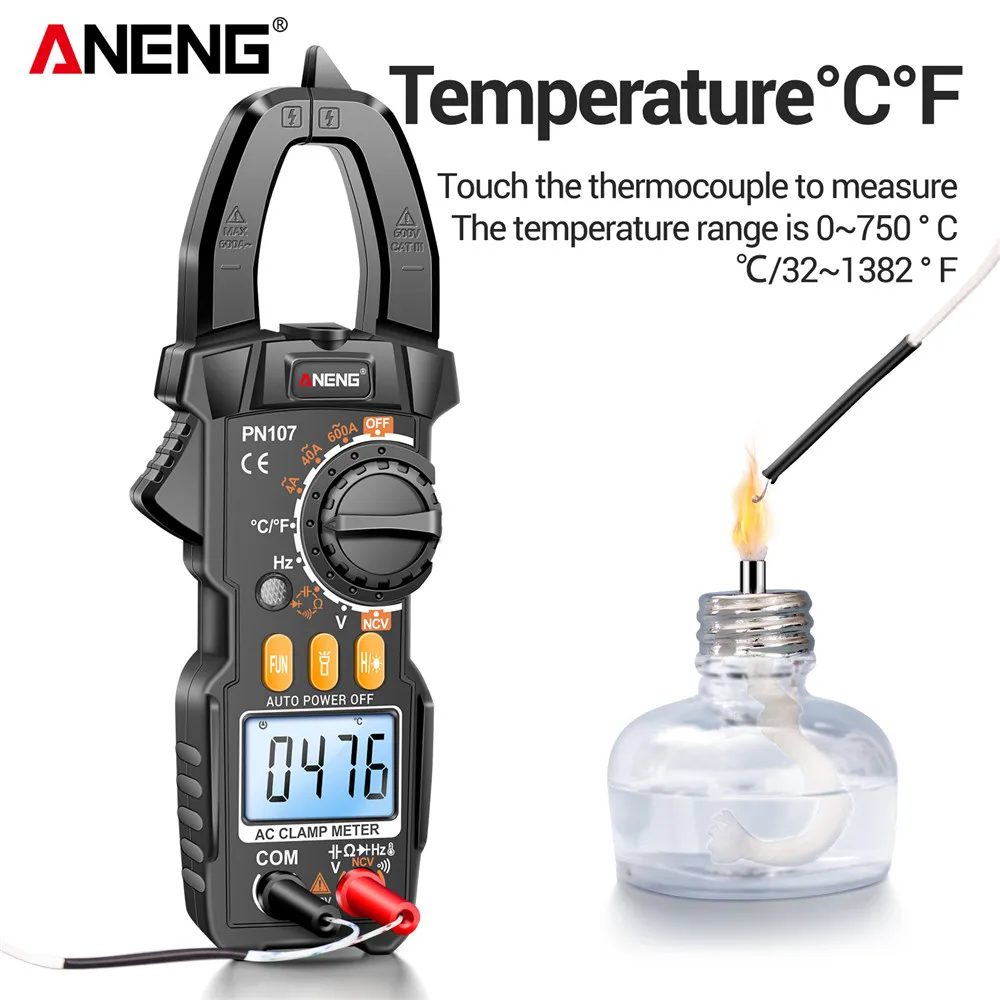 Digital Multimeter ANENG PN107 Professional 600A AC Current Tester Ammeter Voltmeter Temperature Frequency
