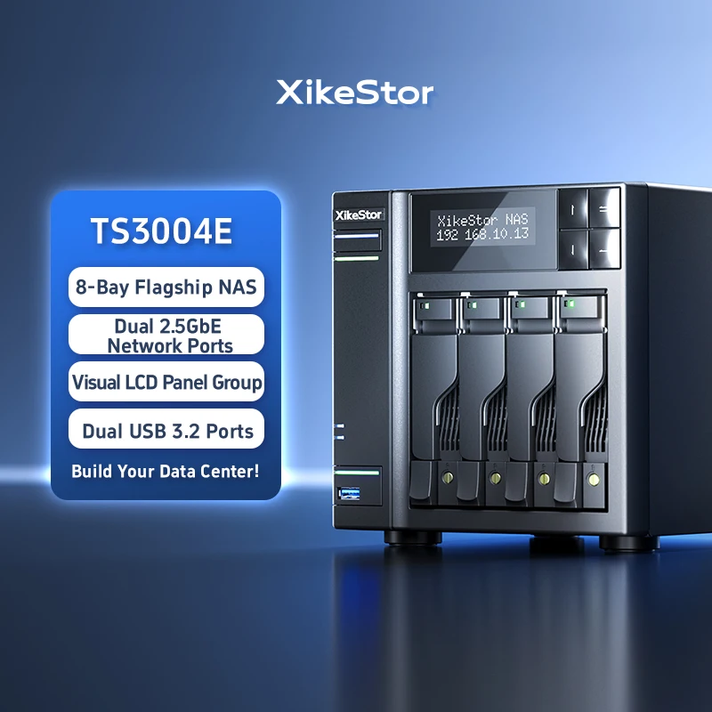XikeStor DIY NAS 서버 4베이 SATA 4x M.2 NVMe SSD 2.5GbE 듀얼 LAN 포트 홈 오피스용 스토리지