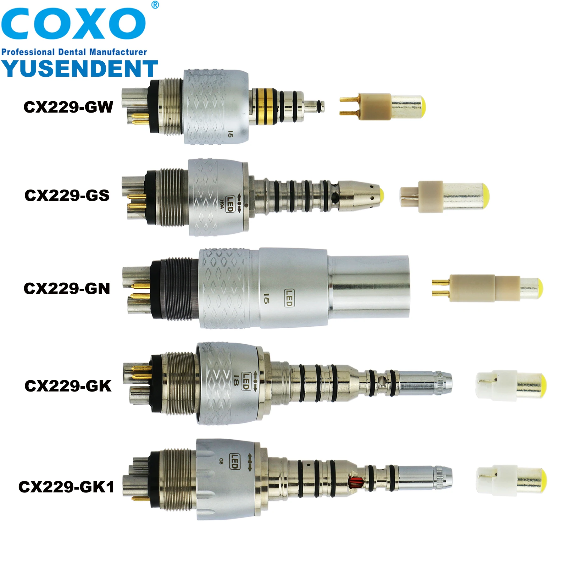 COXO Dental Fiber Optic LED Turbine Handstück/6-Loch-Koppler Fit KV/NSK/Sirona E