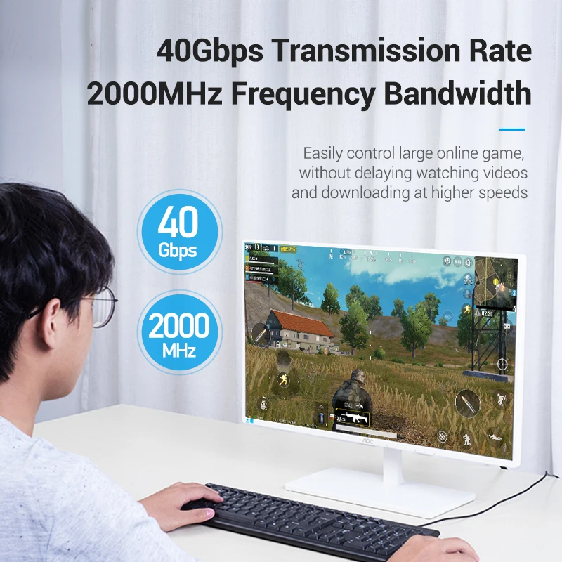 Ethernet Cable Vention Cat8 40Gbps 2000MHz Network Lan Core for PC Router Modem PS5 4 Laptop Smart Box Internet RJ45 Patch Cable