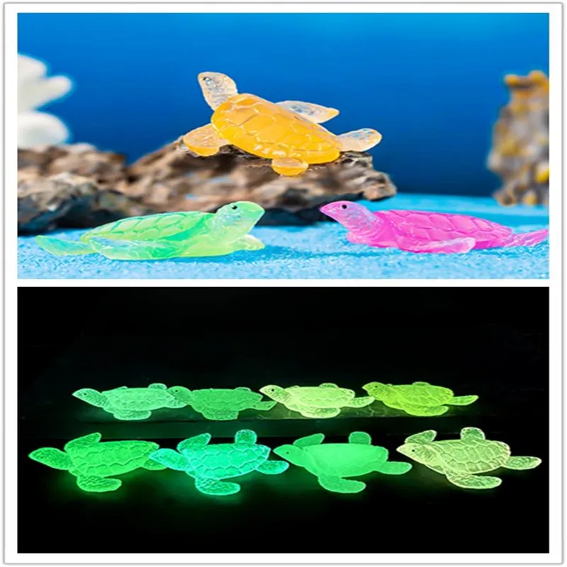 10-50 Pz Mini Nightglow Tartaruga Marina Figurine Resina Tartaruga Miniature Micro Paesaggio Giardino Muschio Bonsai Ornamento Fish Tank Decor