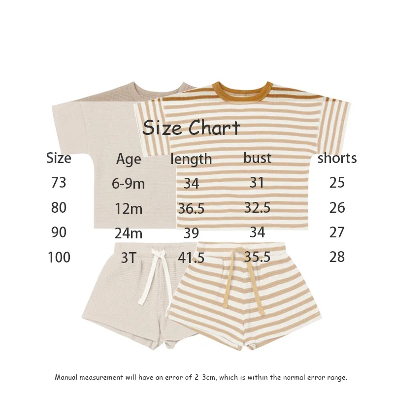 small baby clothing set	 MILANCEL 2022 Summer Baby Clothing Set Waffle Tee and Shorts Boys Clothes Suits Striped Girls Tee Suits Baby Clothing Set discount