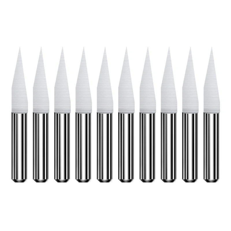 

10PCS Tungsten Steel Engraving Bits 0.1mm Tip 1/8" Shank High Precision forCNC Router for Hardwood Acrylic, and Dropship