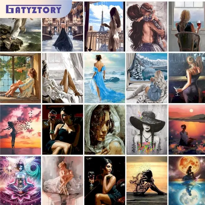 

Картина по номерам «сделай сам» GATYZTORY, портрет, ручная роспись, подарок, нерамка, картина маслом по номерам, фигурка, украшение комнаты для девочек