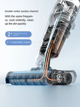 غسالة أرضية أوتوماتيكية ، منزلية ثنائية المحور ، فرشاة مزدوجة ، بدون استخدام اليدين ، تنظيف جاف ورطب ، مسح بالتفريغ - Image 5