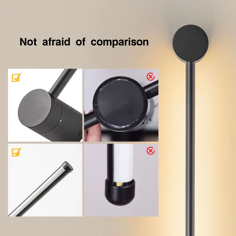 블랙 골드 360 ° 회전 LED 벽 램프, 소파 배경 침실 실내 침대 옆 LED 벽 조명, 복도 홈 스콘스