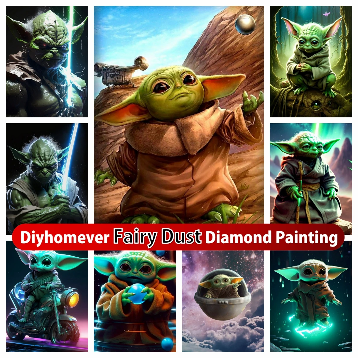 

Yoda Baby Fairy Dust Diamond Painting Mosaic Star Wars Embroidery Cartoon Cross Stitch Picture Home Decor Children's Gifts