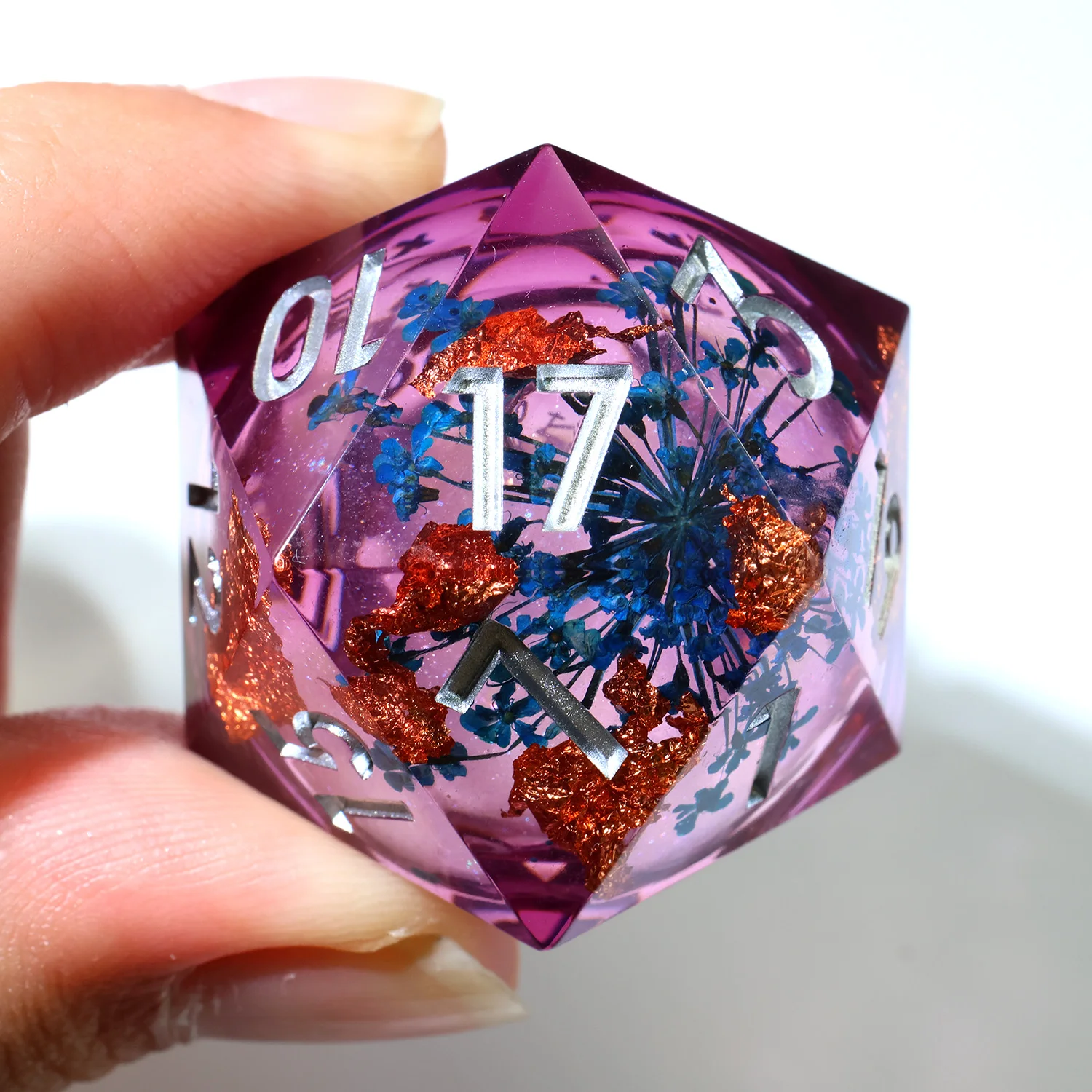 33MM Large D20 Dice,Resin Blue Flower Board Games D20 Dice,Role Playing Table Game RPG Gift-Liquid 6
