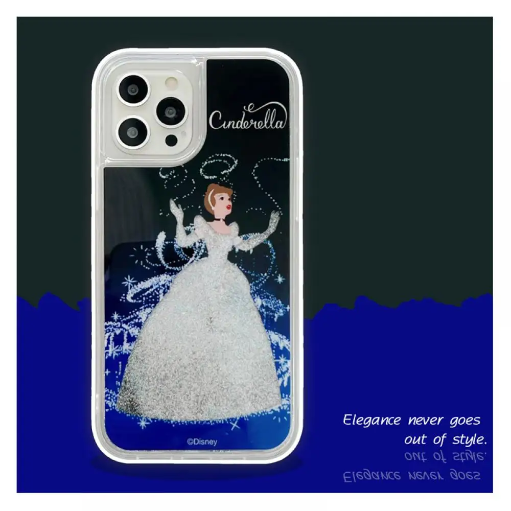 

Cinderella Girl Disney Liquid quicksand Phone Cover for iPhone 11 12 13 14 15 Pro Max Plus 15plus mini X XS XR quicksand Case