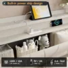 Queen Size Lift Up Bed Frame, Storage Headboard with Charging Station, LED Lights Upholstered Platform Bed, No Box Spring Needed 3