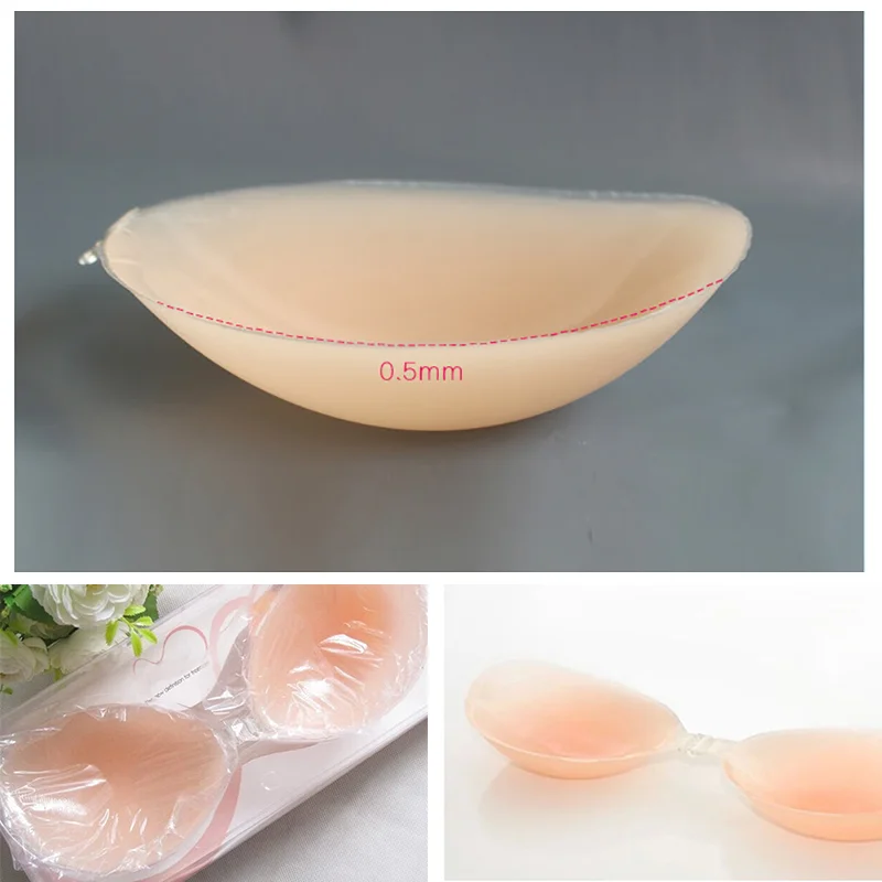 Women's Silicone Bras Pull Up Invisible Plunge Pads Self Adhesive Strapless Pasties Chest Breast