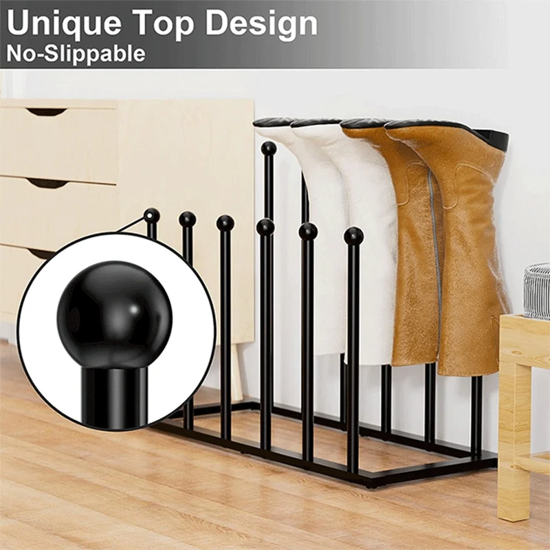 

40.6 X 25Cm Metal Boot Storage Rack Stand-Alone Storage Rack, Hold 4/6 Pairs Of Boots, Black Easy Install