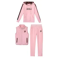 Survêtement Simple pour femmes, épais, taille élastique, lettre imprimée, sweat à capuche, pantalon de Jogging, gilet à fermeture éclair, résistant au froid, 3 pièces/ensemble 1