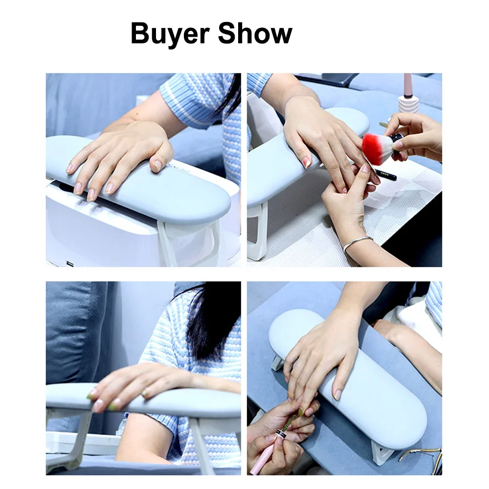 Foldable Hand Pillow Soft PU Leather Manicure Armrest With PVC Anti-Slip Mat Table Holder Sponge Hand Rests