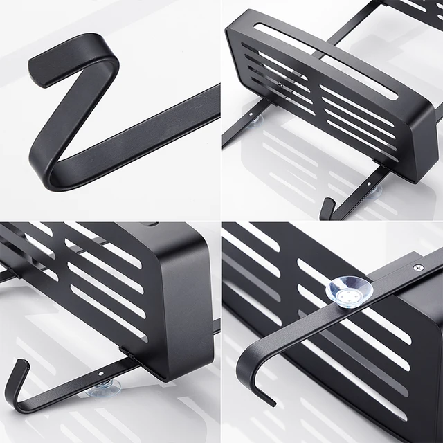 สีดําแขวนชั้นวางของห้องน้ําชั้นวางเล็บแชมพูผู้ถือชั้นวางของห้องน้ําผู้ถือตะกร้า EL5018 6