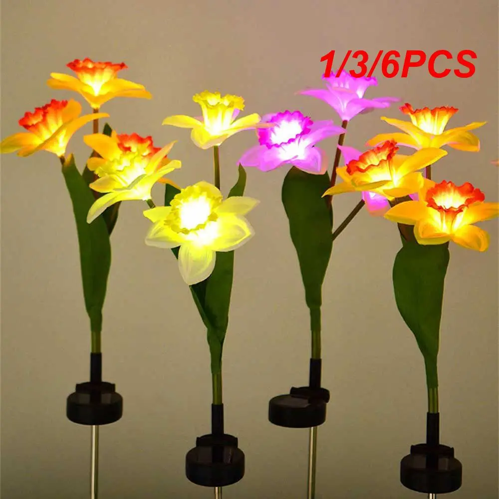 

1/3/6PCS New Solar Lamp Simulation Camellia Peach Blossom Ground Lamp Outdoor Garden Villa Decoration Atmosphere Lawn Garden