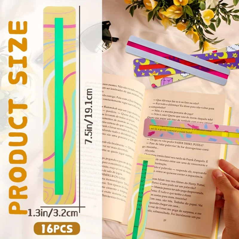 Guided Reading Highlight Bar Color Overlay Bookmarks Help Dyslexia Reading Tracker Ruler ADHD Tools 16 Pcs