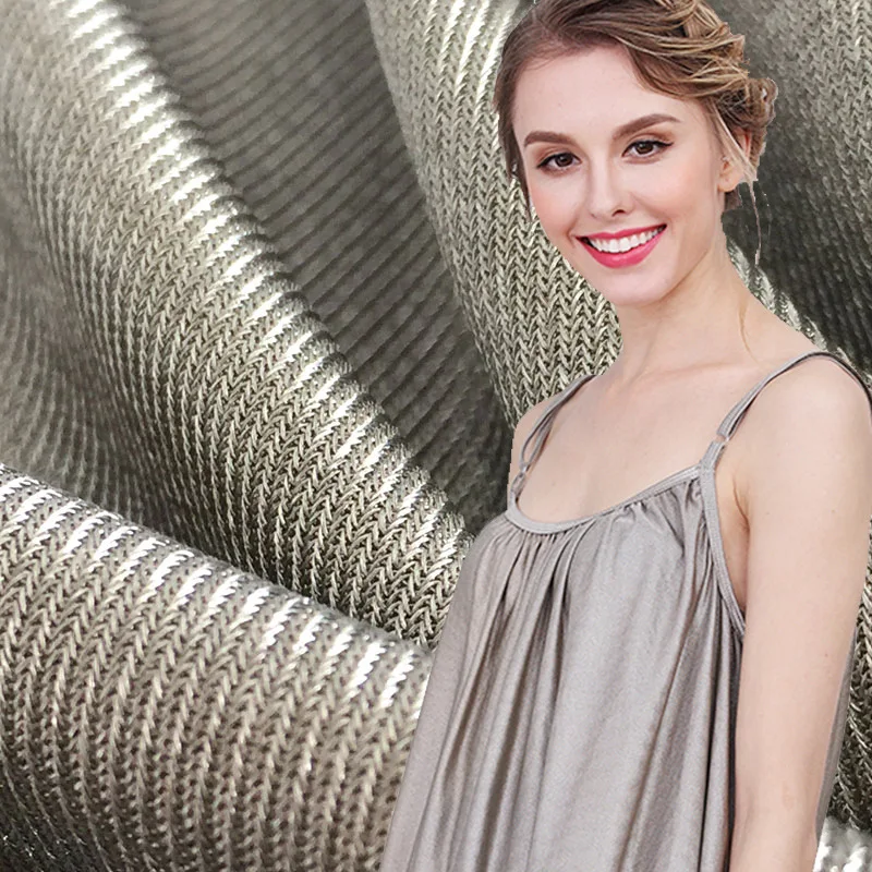 Genuine anti-radiation 100% silver fiber knitted fabric 5g communication Electromagnetic radiation shielding silver fiber cloth