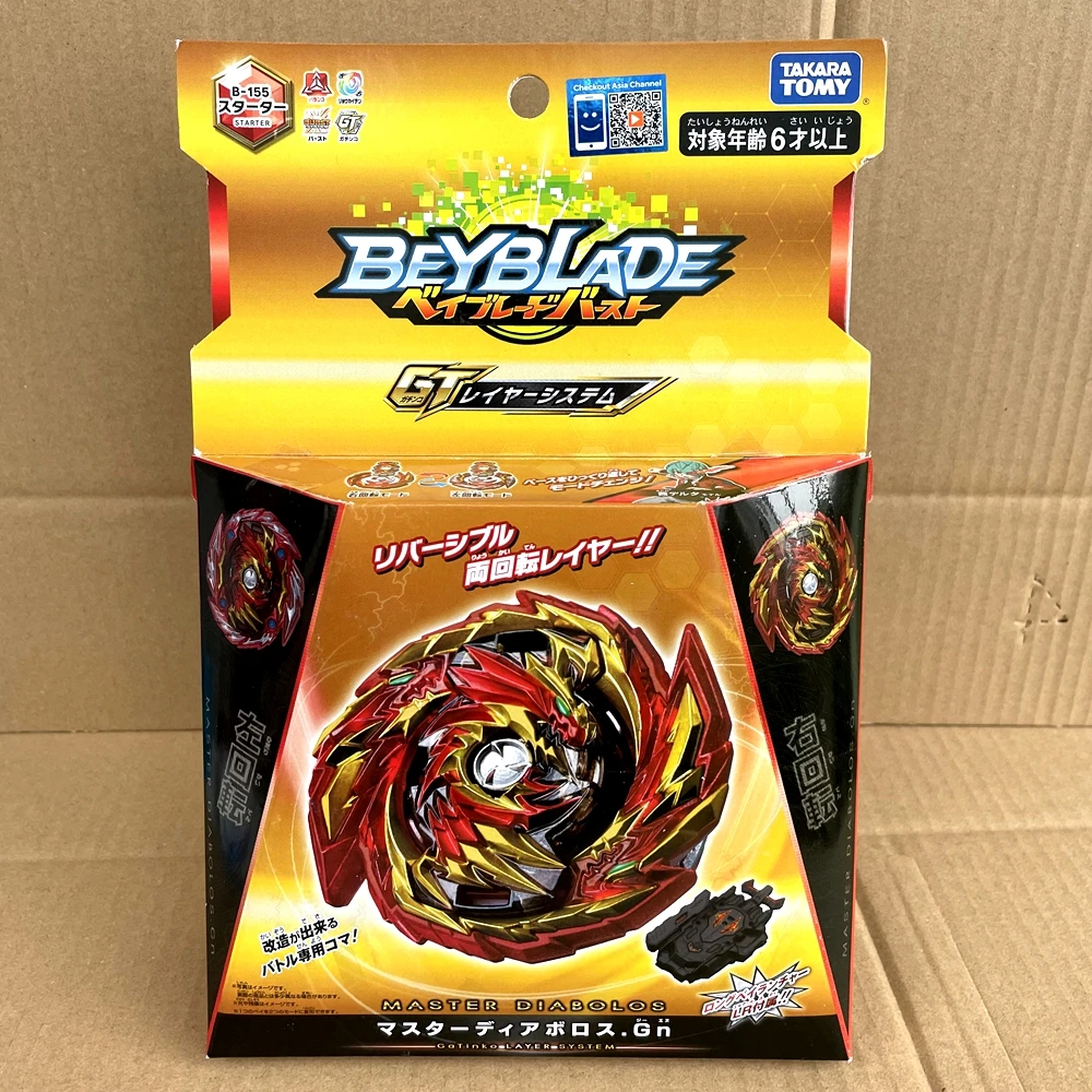 

Оригинальный TAKARA TOMY beyblade B155 Master диаблос Gn Beyblade Burst GT Starter с пусковым устройством, beyblade B-155