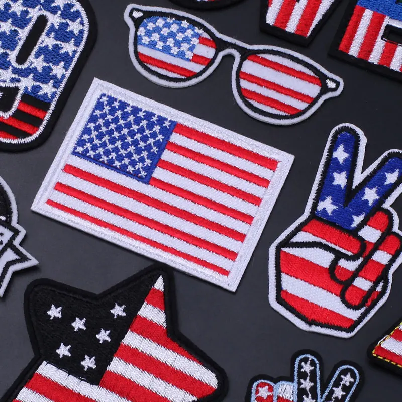 

Us American Flag Embroidery Patch Clothing Thermoadhesive Patches for Clothes Sewing Usa Badges for T-shirts Appliques Sew On