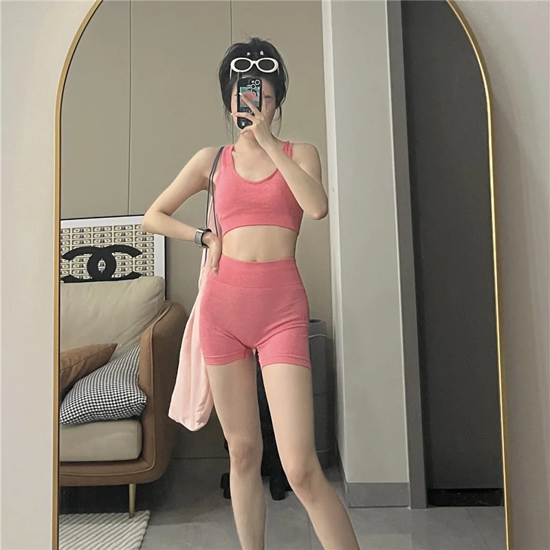 Women's Yoga Sports 3 Piece Set Sports Bra High Waist Sports Shorts And Sports Long Leggings Breathable Running Fitness Set