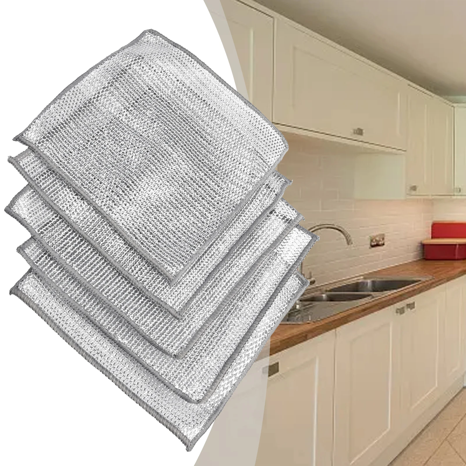 

Multi-purpose Kitchen Cleaning Cloth Reusable Steel Wire Cleaning Rag Non Stick Oil Dishcloth For Pans Stove Rust Removal Clean
