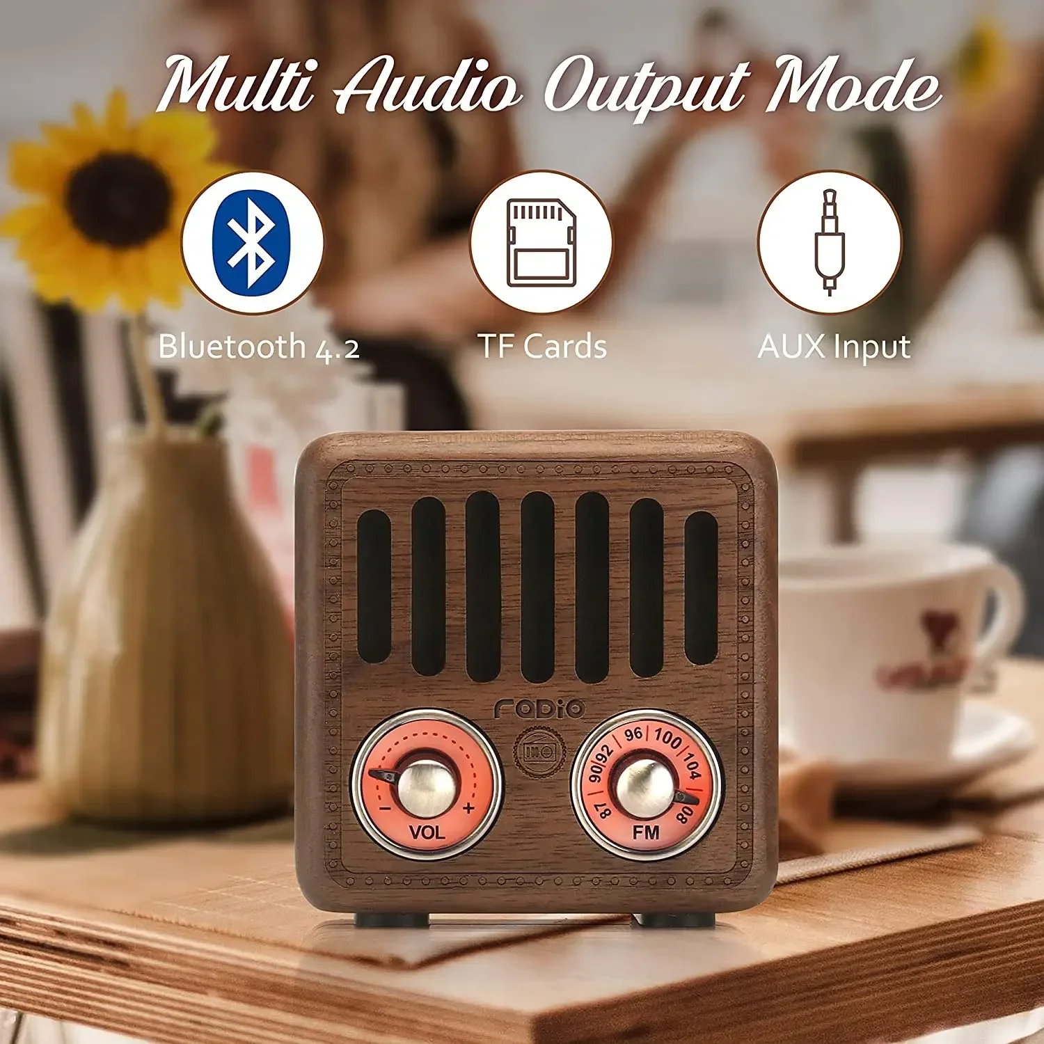 

Wood And Plastic Optional Retro Old Fashioned Classic Style Mini Portable FM Radio Wireless Bluetooth Speaker