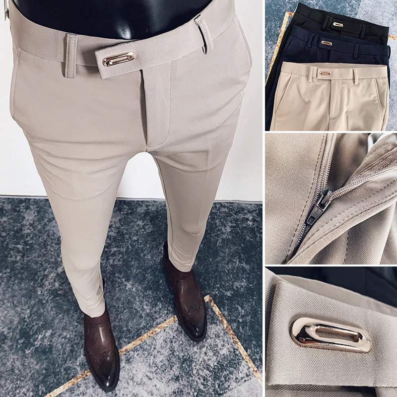 Spring Summer Men Casual Business Formal Pants Slim Fit Solid Color Formal Office Social Trousers Men's Wedding Party Suit Pant business pants suit pants men pants